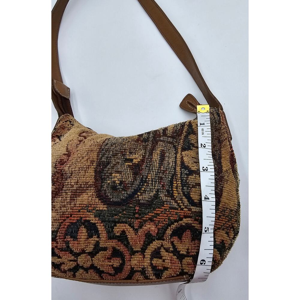 Vtg 90s/Y2K Fossile Tapestry Tan Multi Fabric Shoulder Bag - Picture 8 of 11